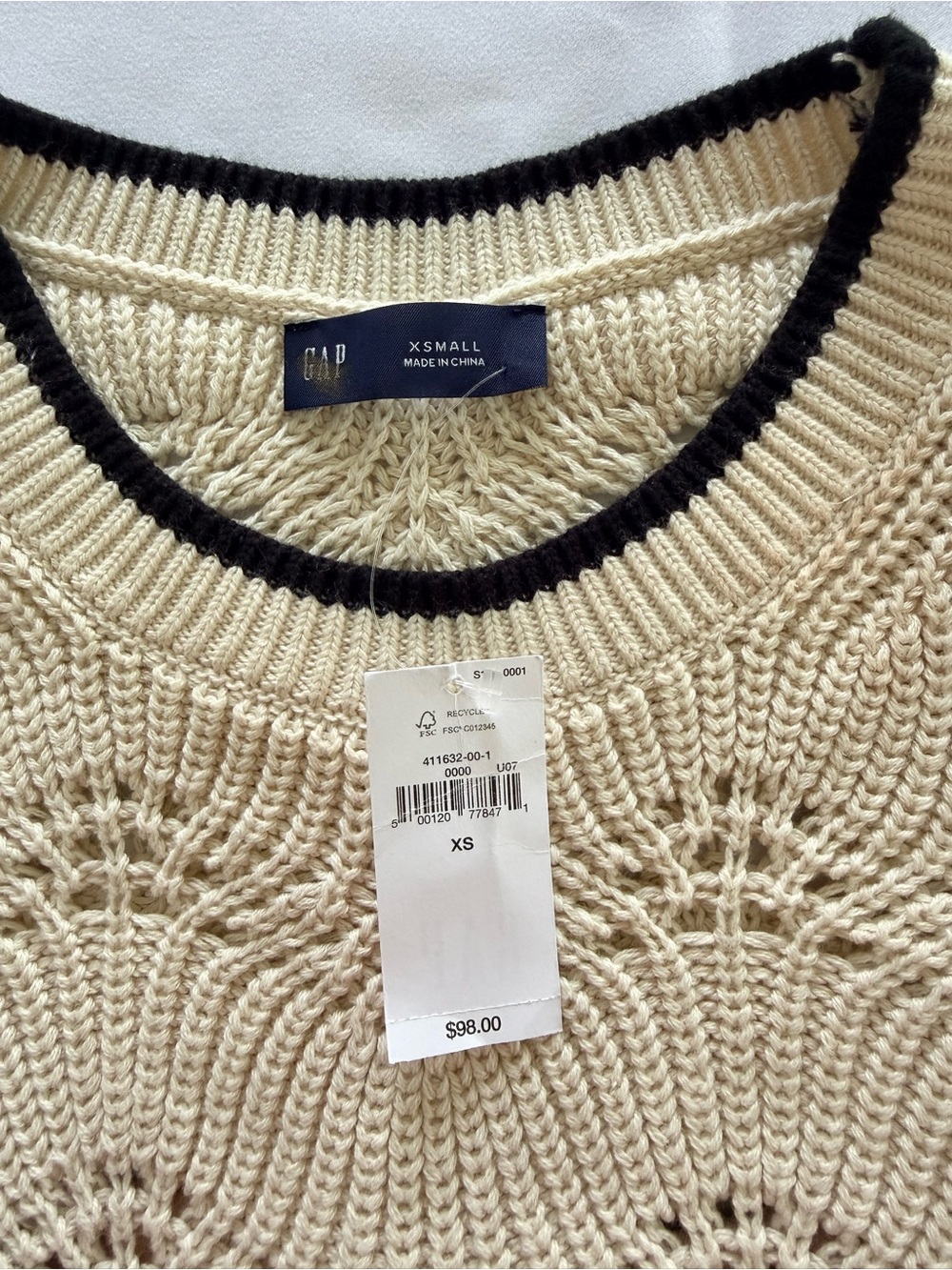 NWT GAP Black and Cream Wave Knit Midi Dress - Picture 9 of 11